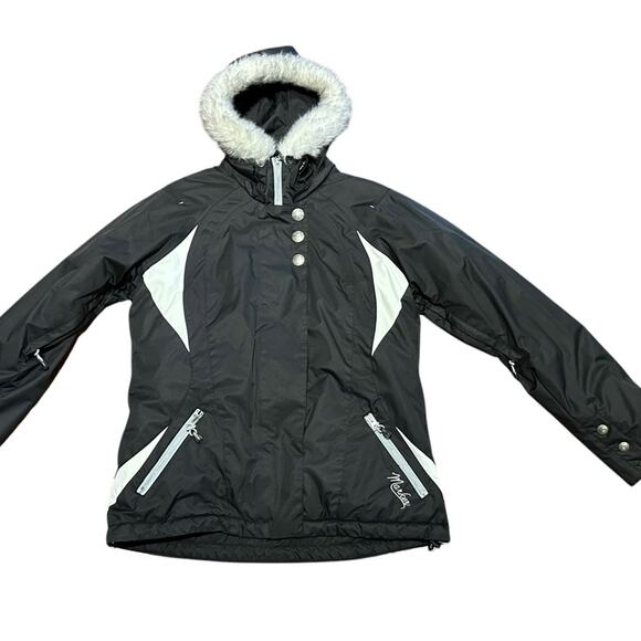 Marker Women’s Size 10 Black and White Ski Coat/Jacket Faux Fur Trim - Picture 1 of 15